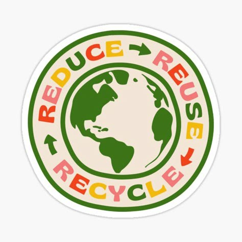 Recycle Stickers for Sale | Redbubble Save Earth Drawing, Groovy Typography, Recycle Sign, Recycle Logo, Eco Brand, Protest Posters, Outdoor Stickers, Plastic Stickers, Reduce Reuse Recycle