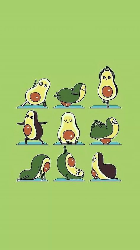 Avocado Cartoon, Avocado Art, Cute Avocado, Funny Illustration, Yoga Art, Cute Cartoon Drawings, Jolie Photo, Kawaii Drawings, Funny Art