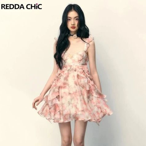 Just found this amazing item on AliExpress. Check it out! $30.91 50％ Off | REDDACHiC Fairytale Pink Chiffon Women One-piece Dress with Lace Trim Cute Sweet Irregular Hemline Ruffle Miniskirt Sundress Fairytale Outfits Casual, Fairytale Outfits, Peach Powder, Dress With Lace Trim, Female Dress, Trendy Dress Outfits, Pink Chiffon, Kawaii Fashion Outfits, Korean Fashion Dress