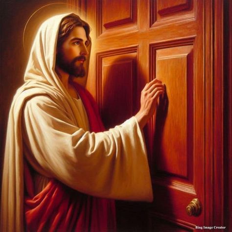 "Behold, I stand at the door, and knock: if any man hear my voice, and open the door, I will come in to him, and will sup with him, and he with me." Revelation 3:20 God Knocking On The Door, Jesus Knocking On The Door Picture, Revelation 3 20, God Is Able, Door Picture, Knock On The Door, Dslr Background, Dslr Background Images, Open The Door