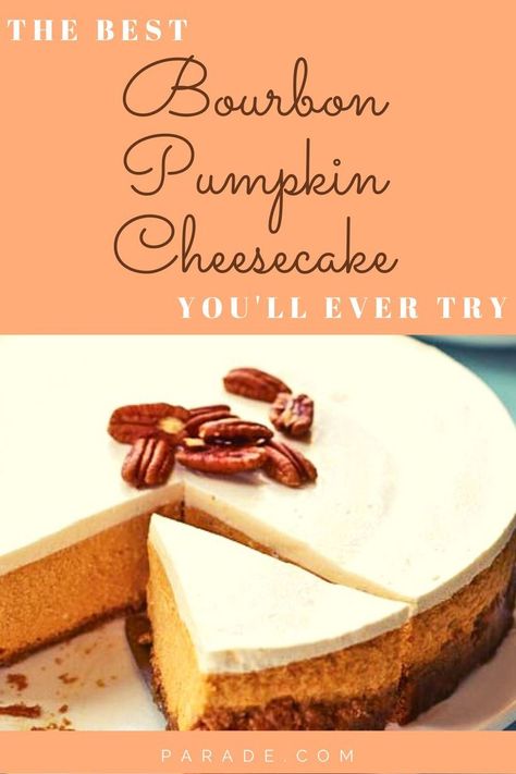 Bourbon Cheesecake Recipes, Bourbon Cheesecake, Fall Cheesecake, Sour Cream Topping, Vegan Comfort Food Recipes, Sour Cream Cheesecake, Bourbon Sour, Best Bourbon, Delicious Cheesecake Recipes