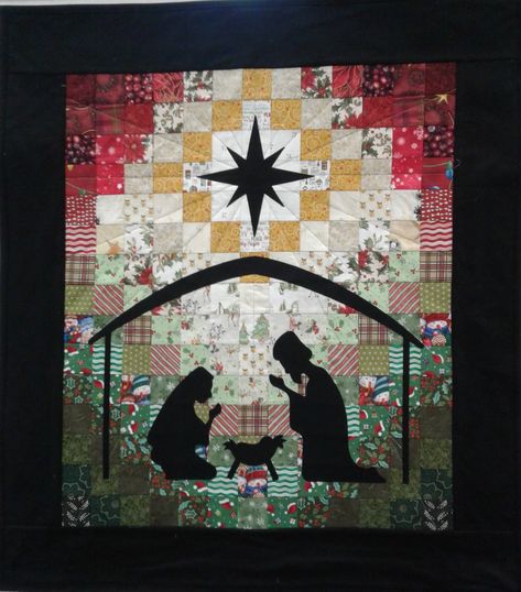 Nativity Quilt Wall Hanging, North Star Quilt Pattern, Nativity Quilt Patterns, Nativity Quilt, Collage Quilting, Christmas Sewing Projects, Christmas Quilt Patterns, Quilt Block Patterns Free, Winter Quilts