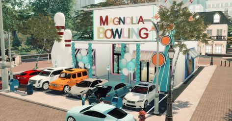 Sims 4 Bowling Alley, Sims 4 Community Lots, Magnolia Promenade, Sims House Design, Bowling Alley, Have A Laugh, Sims House, Sims Mods, Cc Sims