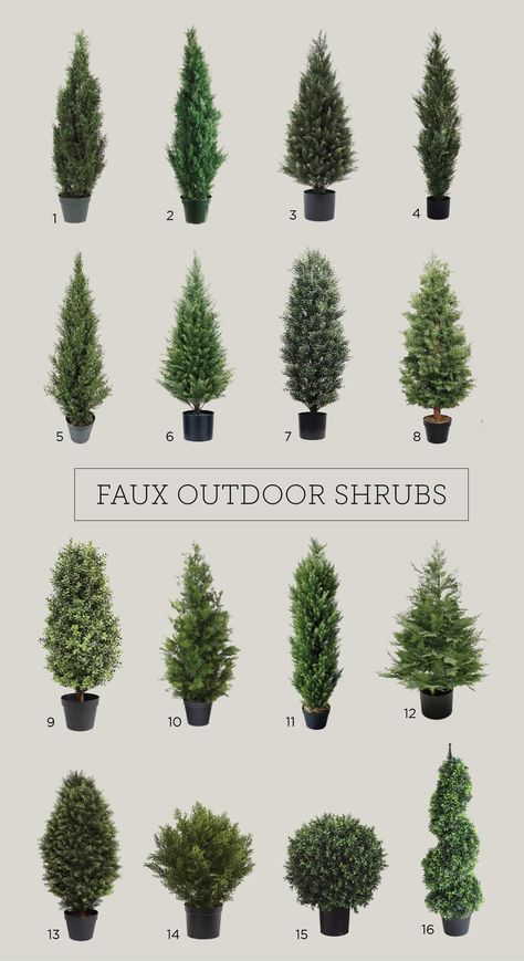 Outdoor Shrubs, Fluted Concrete, Evergreen Planters, Faux Outdoor Plants, Front Door Plants, Front Porch Plants, Outdoor Greenery, Curb Appeal Landscape, Front Porch Planters