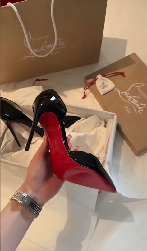 Louboutin Aesthetic, Red Bottom Heels, Fancy Heels, Pretty Shoes Sneakers, Shoes Heels Classy, Ysl Heels, Prom Heels, Red Bottom, Dark Feminine Aesthetic