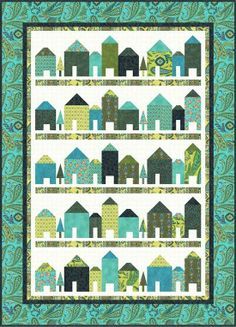 Nancy Mahoney Quilt Patterns, After Quilt Ideas, Quilts For Large Print Fabrics, House Quilt Blocks, Row Quilts, House Quilt Block, House Quilt Patterns, Lap Quilt Patterns, Paisley Quilt