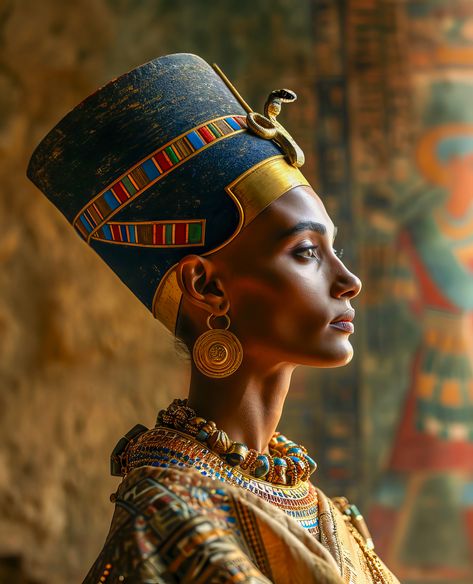 Queen Nefertiti was a powerful and influential queen of ancient Egypt during the 14th century BC. She was most notably the wife of Pharaoh Akhenaten a... -  #AdobePhotoshop #ArtificialIntelligence #bust #digitalart #Egypt Ancient Egyptian Women, Queen Of Egypt, Egyptian Queen Nefertiti, Queen Nefertiti, Egyptian Queen, Royal Art, Costume Diy, Country Music Stars, Country Singers