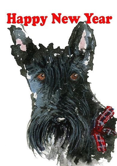 Scottie Dog 'Happy New Year' by archyscottie Happy New Year Dog, Scotties Dog, Dog Face Drawing, Dog Tumblr, Dogs Diy Projects, Dog Paw Tattoo, Scottie Terrier, Diy Dog Collar, Dog Quotes Love