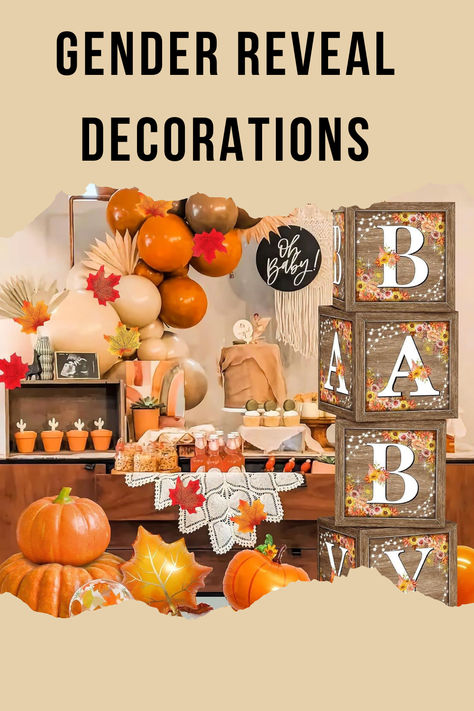 Genderrevealdecorations Fall Gender Reveal Ideas, Unique Gender Reveal Ideas, Creative Party Themes, Unique Gender Reveal, Gender Reveal Decor, Gender Reveal Unique, Best Party Ideas, Ideas For Parties, Gender Reveal Decorations