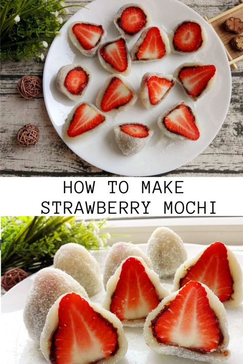 Daifuku Strawberry, Ichigo Daifuku, Strawberry Daifuku, Desserts Japonais, Japanese Dessert Recipes, Strawberry Mochi, Mochi Recipe, Sydney Food, Cream Puff