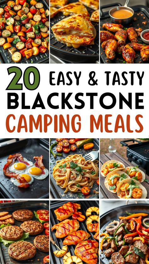 Transform your camping trips with these delicious Blackstone griddle recipes. From hearty breakfasts to quick dinners, find your new favorites today. Blackstone recipes camping, camping food ideas blackstone, camping meals on blackstone, blackstone camping dinners, easy blackstone camping meals Camper Dinner Ideas, Meals On Blackstone, Boondocking Meals, Breakfast On Blackstone Griddle, Camp Stove Meals, Camping Blackstone Recipes, Easy Campfire Food, Camping Food Dinner, Camping Dinners Easy