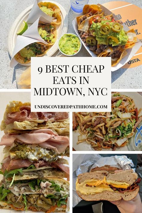 The best cheap eats in New York City's Midtown neighborhood Cheap Restaurants In Nyc, Cheap Eats Nyc, New York Trip Planning, Nyc Midtown, Fun Restaurants In Nyc, New York Eats, Midtown Nyc, Manhattan Restaurants, Eat On A Budget