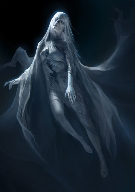 Ghostly,  on ArtStation at https://www.artstation.com/artwork/98NGBQ Fantasy Ghost Art, Fantasy Ghost, Water Ghost, The Nights, Concept Artist, Doing Something, Fantasy World, To Draw, Fantasy Art