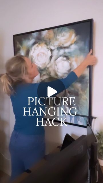 Hack Hanging Pictures, How To Hang Heavy Pictures On Wall, Hang Large Pictures, Hanging 2 Pictures On The Wall, Tricks For Hanging Pictures, Frame Hanging Hacks, How To Hang Three Pictures In A Row, Hanging A Picture Hack, How To Hang A Canvas On The Wall