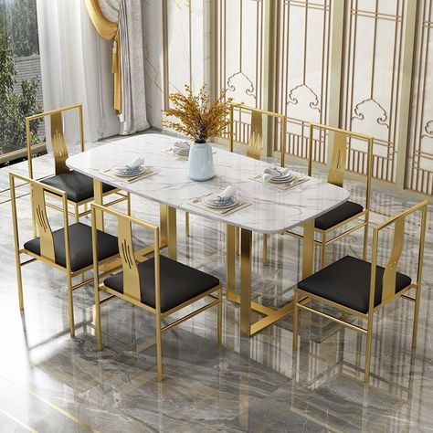 Dining Table Design Modern Luxury, Table Design Modern, Luxury Dining Room Tables, Dining Table Design Modern, Dining Table Gold, Luxury Dining Table, Kitchens Luxury, White Dining Table, Luxury Table