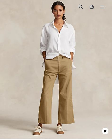 Floral Palazzo Pants, Chino Pants Women, Black Velvet Pants, Womens Chinos, Khaki Chino Pants, Wide Leg Crop Pants, Women Ralph Lauren, Ralph Lauren Pants, Twill Pants