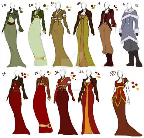 Different Body Types, Avatar The Last Airbender Art, Avatar Characters, Avatar Airbender, Fantasy Gowns, Dress Sketches, Drawing Clothes, Aang, Daily Dress