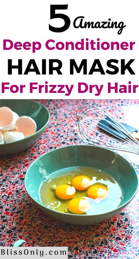 Diy Deep Conditioning Hair Mask, Homemade Deep Conditioner, Best Diy Hair Mask, Dry Hair Mask, Hair Masks For Dry Damaged Hair, Damaged Hair Diy, Deep Hair Conditioner, Hair Mask Recipe, Deep Conditioning Hair Mask