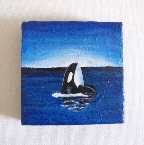 Tiny Paintings Simple, Painting Ideas Ocean, Tiny Canvas Art, Tiny Canvas Painting, Mini Tela, Tiny Canvas, Mini Toile, Small Canvas Paintings, Ocean Canvas