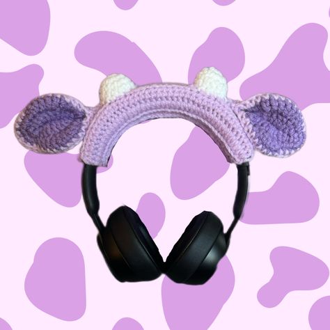 Crochet Cow Headphone Cover Pattern - Etsy Crochet Headphone Ears, Crochet Headphone Cover Pattern, Headphone Cover Crochet Pattern, Headphone Covers Crochet, Crochet Headphones Accessories, Headphone Accessories Crochet, Headphones Crochet Cover, Crochet Headset Cover, Crochet Quick Projects Free