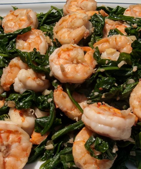 Sautéed Sesame Shrimp and Spinach - Lemon Thyme and Ginger Recipes With Spinach, Shrimp And Spinach Recipes, Macros Recipes, Crunchy Shrimp, Shrimp And Spinach, Sesame Shrimp, Ginger Recipe, New York Times Cooking, Sauteed Shrimp