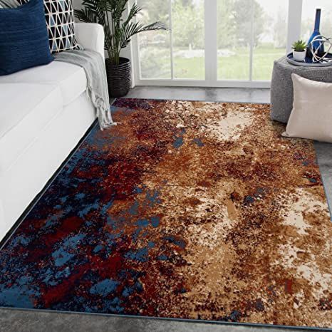 Luxe Weavers Rug – Howell Collection – Modern Splatter Blue 8 x 10 Abstract Area Rug Abstract Area Rug, Area Rug Blue, Traditional Dining Room, Bohemian Bedroom, Ivory Area Rug, Transitional Area Rugs, 8x10 Area Rugs, Rug Blue, Traditional Interior