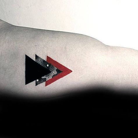 Inner Arm Bicep Geometric Triangles Male Red And Black Tattoo Designs Red And Black Tattoo Ideas, Tattoo Ideas Star, Red And Black Tattoos, Red And Black Tattoo, Manly Design, Black Red Tattoo, Black Tattoo Ideas, Tattoo Inspiration Men, Intricate Tattoo