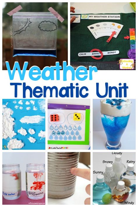 If your want to learn more about weather, look no further than these STEM weather activities perfect for completing a weather unit study! Weather Unit Preschool, Weather Unit Kindergarten, Weather Kindergarten, Weather Unit Study, Weather Activities For Kids, Teaching Weather, Spring Preschool Activities, Weather Lessons, Preschool Weather