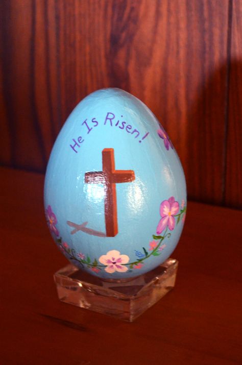 6 inch hand painted Easter Egg "He Is Risen" front side Easter Sunday Aesthetic, Egg Painting Aesthetic, Easter Egg Aesthetic, Easter Jesus Painting, Aesthetic Easter Eggs, He Is Risen Painted Rocks, Easter Egg Painting Aesthetic, Catatan Aesthetic, Easter Eggs Acrylic Paint