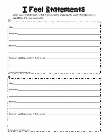 I Feel Statements... I Statements Counseling, I Feel Statements Worksheet, Affective Statements, I Statements For Kids, I Feel Worksheet, I Statements Worksheet, I Feel Statements, Values Clarification, I Statements