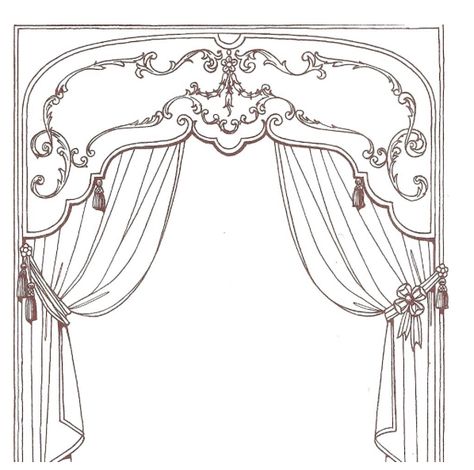 Curtain Tattoo, Victorian Room Divider, Theatre Drawing, Curtain Drawing, Theatre Curtains, Paper Doll Printable Templates, Stage Curtains, Animation Art Sketches, Creative Block