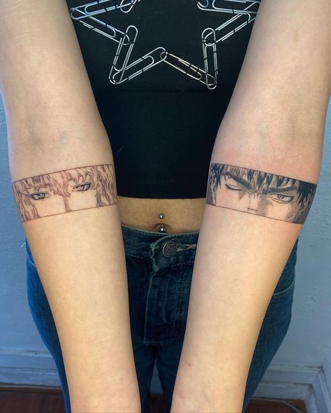 Tattoo Ideas Berserk, Berserk Panel Tattoo, Bezerker Anime Tattoos, Manga Panel Tattoo Ideas, Berserk Tattoo Guts, Vinland Saga Tattoo Ideas, Berserk Anime Tattoo, Vinland Saga Tattoo, Anime Panel Tattoo