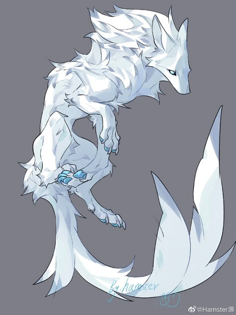 Snow Creatures Art, Arctic Fox Character Design, Fluffy White Dragon, Arctic Character Design, Bird Dragon Hybrid, Animal Hybrids Drawing, Fluffy Dragon Art, Manokit Art, Wolf Oc Art