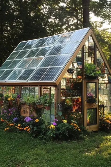 Explore the amazing world of DIY solar greenhouses that can boost your gardening game. These sun-powered structures allow you to grow plants year-round, giving you a sustainable approach to gardening. Learn how to design and construct your own greenhouse with eco-friendly materials, ensuring optimal temperature and humidity control. Whether you're a seasoned gardener or a beginner, our guide covers various techniques to create an efficient growing space. Get started on your garden project today and enjoy fresh produce all year long! Diy Greenhouse Design, Temperature Controlled Greenhouse, Solar Panel Greenhouse, Off Grid Living Uk, In Ground Greenhouse, Greenhouse For Beginners, Diy Greenhouse Cheap Easy, Heated Greenhouse, Self Sustainable Living