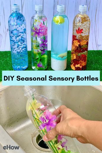 Sensory Activities Alzheimers, Seasons And Weather Sensory Bottles, Sensory Weather Bottle, Sensory Bottles Seasons, Sensory Bottle Ideas For Preschoolers, Sensory Bottles For One Year Olds, Best Diy Sensory Bottles, Sensory Activities With Water, Seasons Learning Activities