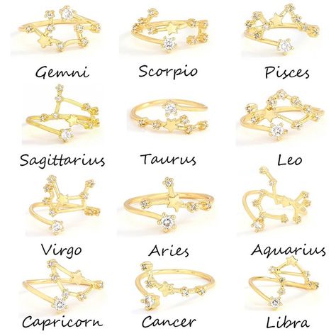 Zodiac Fashion, Star Sign Necklace, Constellation Ring, Rings Adjustable, Gemini And Libra, Ring Couple, Zodiac Rings, 22 September, Zodiac Stuff