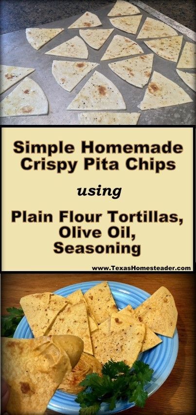 Fast Pita Chips Using Flour Tortillas. ~ Texas Homesteader ~ Flour Tortilla Chips, Pita Chips Recipe, Baked Pita Chips, Homemade Pita Chips, Healthy Low Carb Snacks, Baked Tortilla Chips, How To Make Tortillas, Homemade Flour Tortillas, Crispy Chips