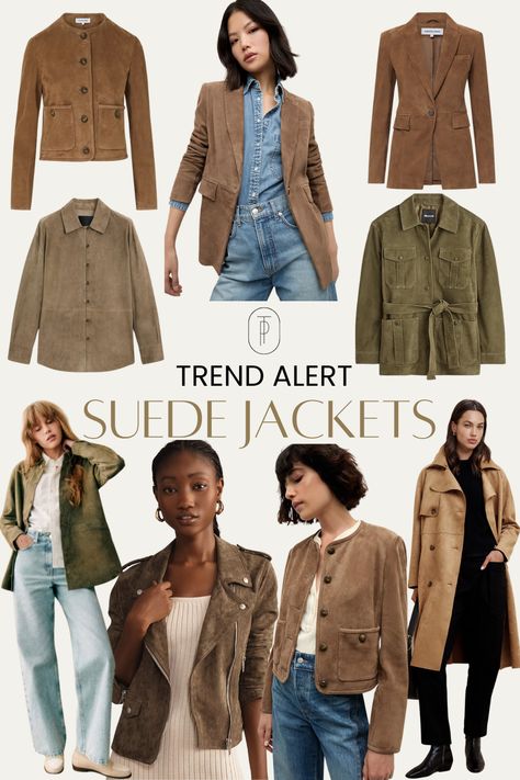 Trend Alert : Suede Jackets Tan Brown Outfit, Suede Jacket Outfit 2024, Brown Jacket Outfit Woman, Tan Suede Jacket Outfit, Tan Jacket Outfit, Suede Jackets For Women, Brown Suede Jacket Outfit, Fall Jackets Outfit, Suede Jacket Outfit