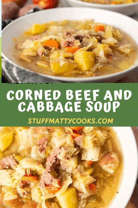 Corn Beef Soup Recipes, Corned Beef And Cabbage Soup, Stewed Cabbage, Corned Beef Soup, Beef And Cabbage Soup, Corn Beef And Cabbage Soup, Cabbage Potato Soup, Cabbage Soup Recipe, Corn Beef