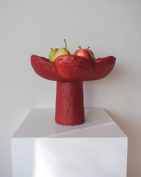 BLOOM in Rosso ♥️ A simple scalloped pedestal vessel in a deep rich red velvet in my under $300 range. This piece is in stock now ♥️ #pedestalvase #vesselart #vesselsculpture #objectart #contemporarypottery #sculpturalvessel #madefromcardboard #cardcrete #recycledmaterialart #livingwithobjects #australianart Paper Vessels, Recycled Material Art, Red Pottery, Clay Inspo, Paper Mache Clay, Contemporary Pottery, Pedestal Vase, Paper Pulp, Paper Mache Crafts