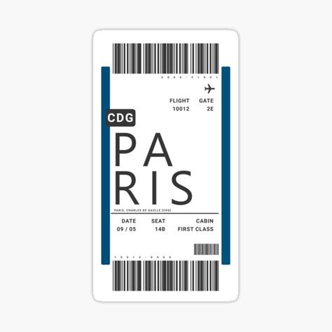 Paris Plane Ticket Boarding Pass • Millions of unique designs by independent artists. Find your thing. Ticket Avion, Ticket Drawing, Ticket Sticker, Plane Ticket, Redbubble Stickers, Stickers Aesthetic, Hydroflask Stickers, Travel Stickers, Travel Board