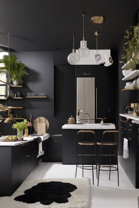 black paint for kitchen,white rug wall paint,interior wall paint colors,kitchen wall color ideas Dark Wall Paint, Kitchen Wall Paint, Light Oak Floors, Paint For Kitchen Walls, Sage Green Kitchen, Green Kitchen Cabinets, Green Cabinets, Dark Wall, Wall Paint Colors