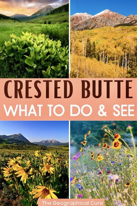 Pinterest pin for best things to do in Crested Butte Road Trip To Colorado, Crested Butte Colorado, Colorado Summer, Colorado Adventures, Emerald Lake, Crested Butte, Play Shop, Colorado Travel, Mountain Town