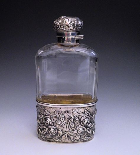 antique flask Antique Flask, Rambling Roses, Silver Flask, Vintage Flask, Magic Potions, Glass Flask, Breakfast Tray, Antique Perfume Bottles, Nice Places