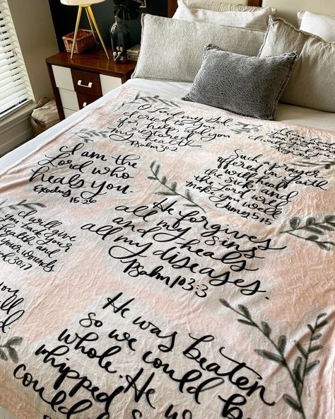 Prayer Blanket Ideas, Sublimation Blanket Ideas, Christian Blanket, Christian Diy, Blanket Quotes, Scripture Blanket, Prayer Cloth, Bible Verse Blanket, Prayer Pillow