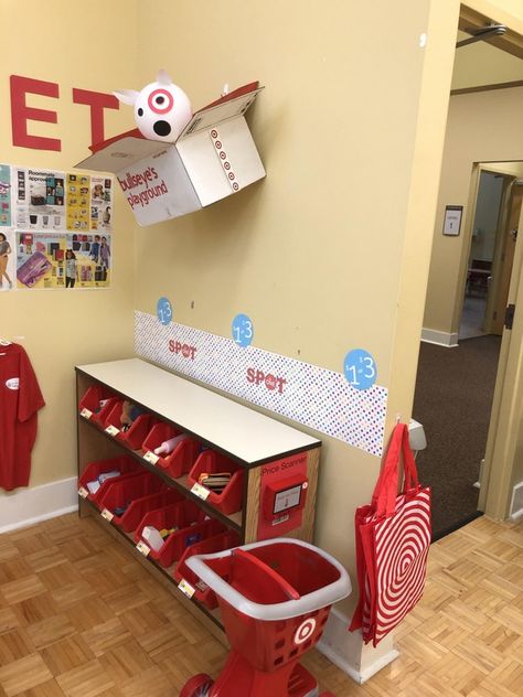 Target Classroom, Pumpkin Spiced Latte, Space Classroom, Target Store, Prop Box, Dramatic Play Preschool, Dramatic Play Area, Toddler Playroom, Shopping Carts