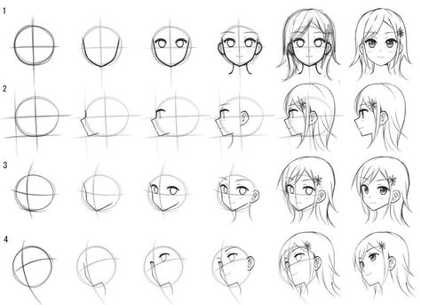 Anime Face Drawing, Drawing Face Expressions, 얼굴 드로잉, Drawing Tutorial Face, Drawing Tutorials For Beginners, Anime Tutorial, 얼굴 그리기, Manga Drawing Tutorials, Drawing Heads