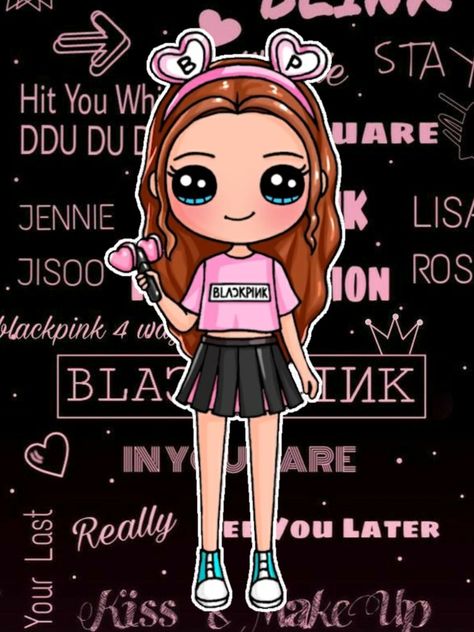 Draw So Cute People, Blackpink Light Stick, Blackpink Anime, Draw So Cute, Pink Drawing, Easy To Draw, Last Kiss, Light Stick, Origami Flowers