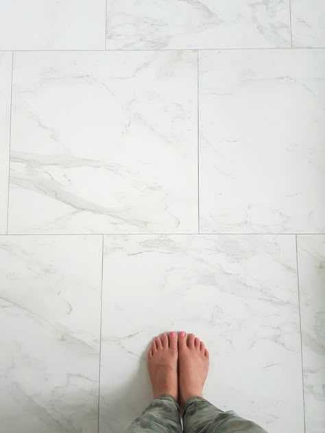 Marble Tile Bathroom Floor, Carrera Marble Bathroom, Carrara Marble Floor, Carrara Marble Bathroom, Marble Porcelain Tile, Carrara Tiles, Marble Bathroom Floor, Porcelain Tile Bathroom, Carrara Marble Tile