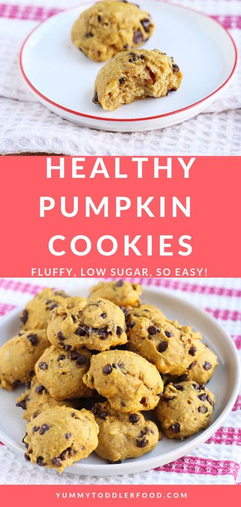 Lilly’s Chocolate Chip Recipes, Healthy Pumpkin Cookies, Chocolate Chip Pumpkin Cookies, Pumpkin Cookies Healthy, Soft Pumpkin Cookies, Cookies Soft, Pumpkin Desserts, Healthy Chocolate Chip, Pumpkin Chocolate Chip Cookies